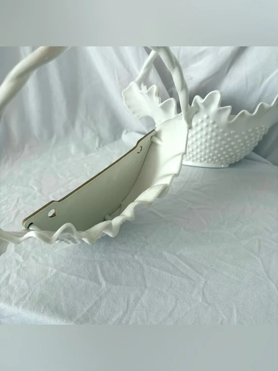 Vintage Burwood hobnail white wall basket pockets glam 60s cottage home decor - Picture 4 of 4